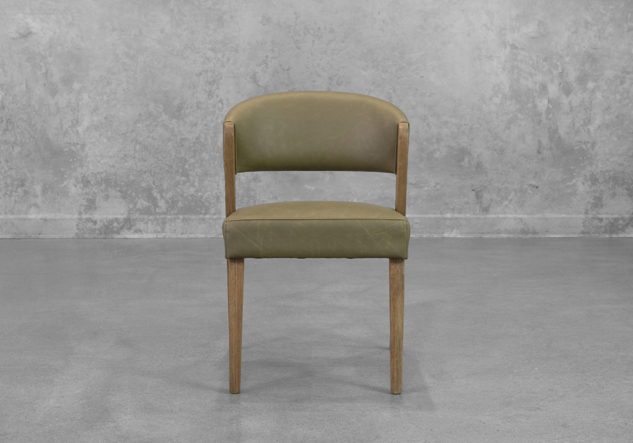 Bruno Green Leather Dining Chair Front Bruno Green Leather Dining Chair - Front