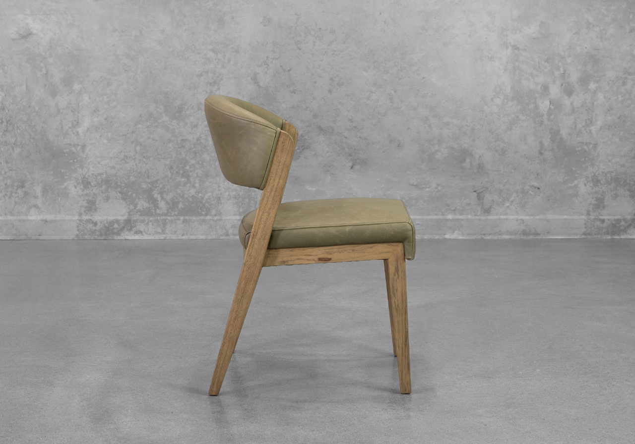 Bruno Green Leather Dining Chair - Side