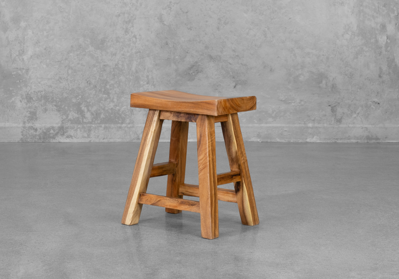 Farey Acacia Wood Stool - Angle
