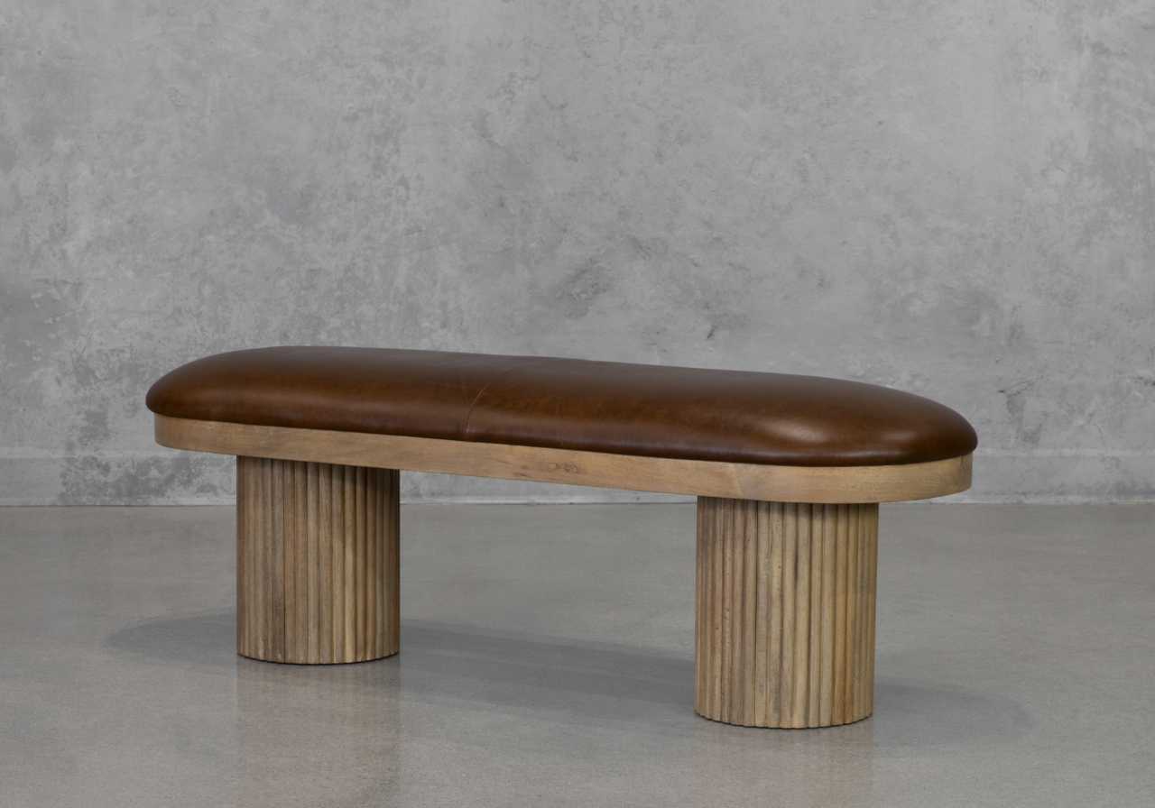 Felix Leather Bench - Angle