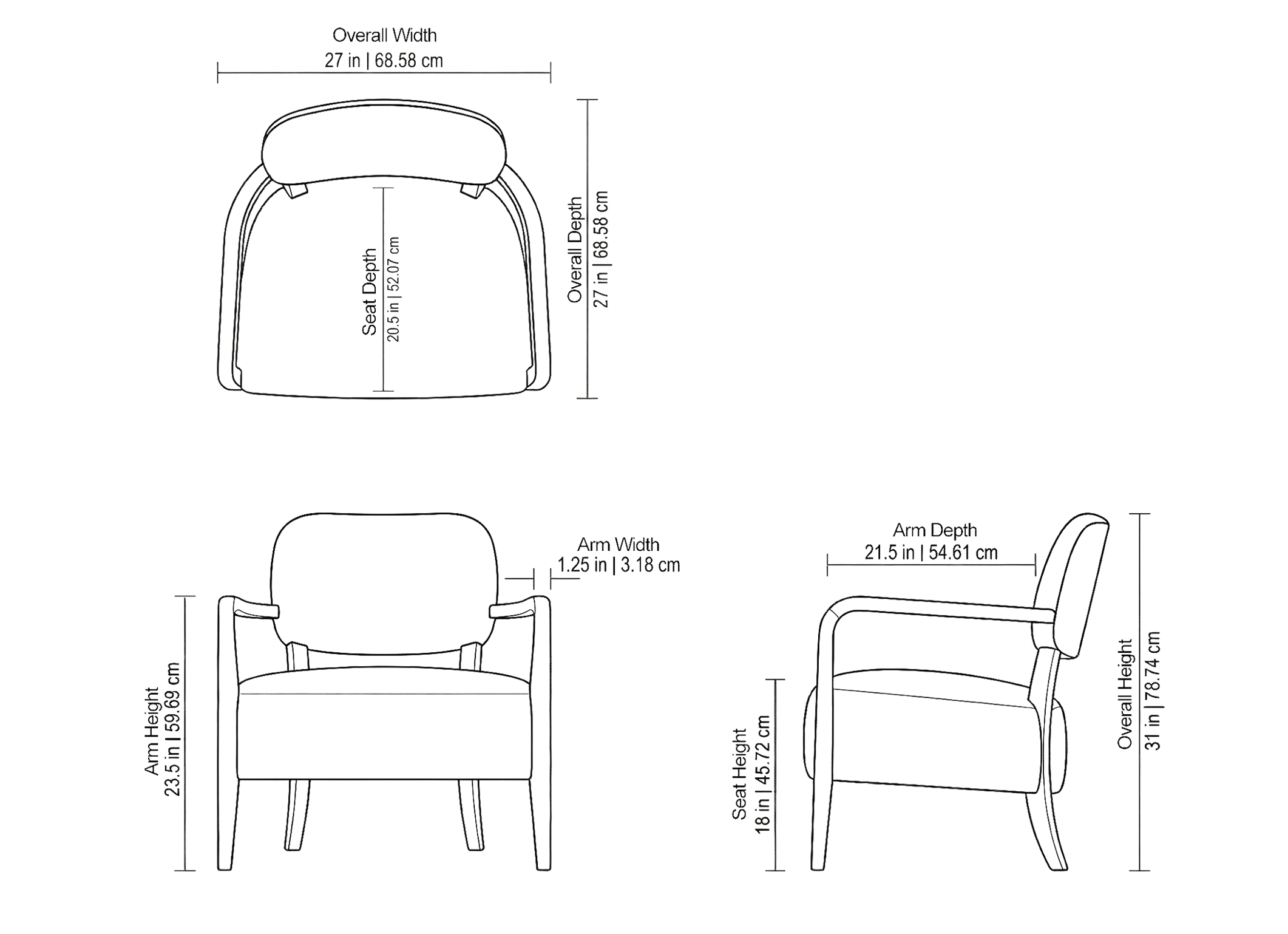Leonor Accent Chair - Dimensions Leonor Accent Chair - Dimensions