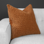 Linoweb Rust Velvet Textured Throw Pillow 20x20