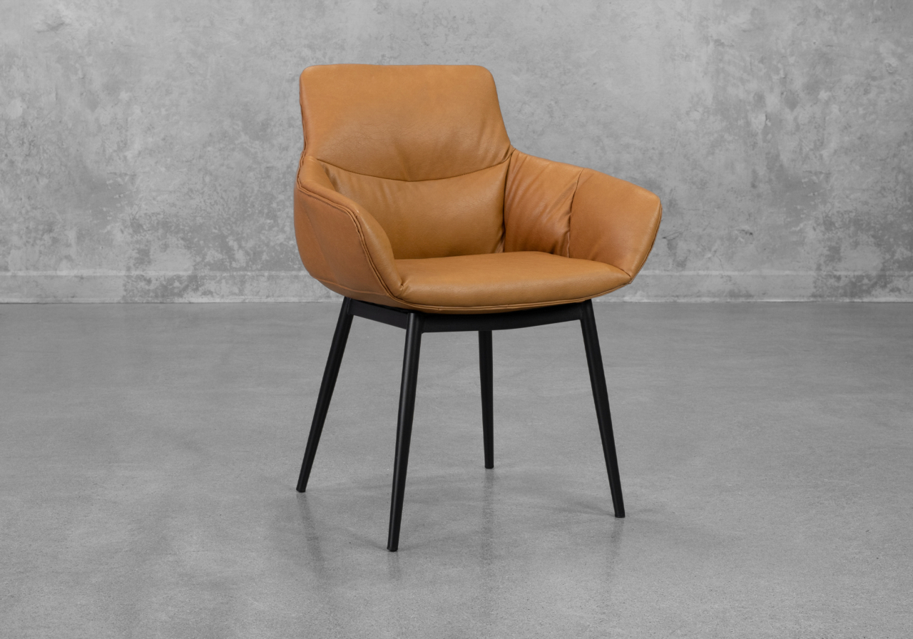Roca Faux Leather Armchair in Cognac - Angle