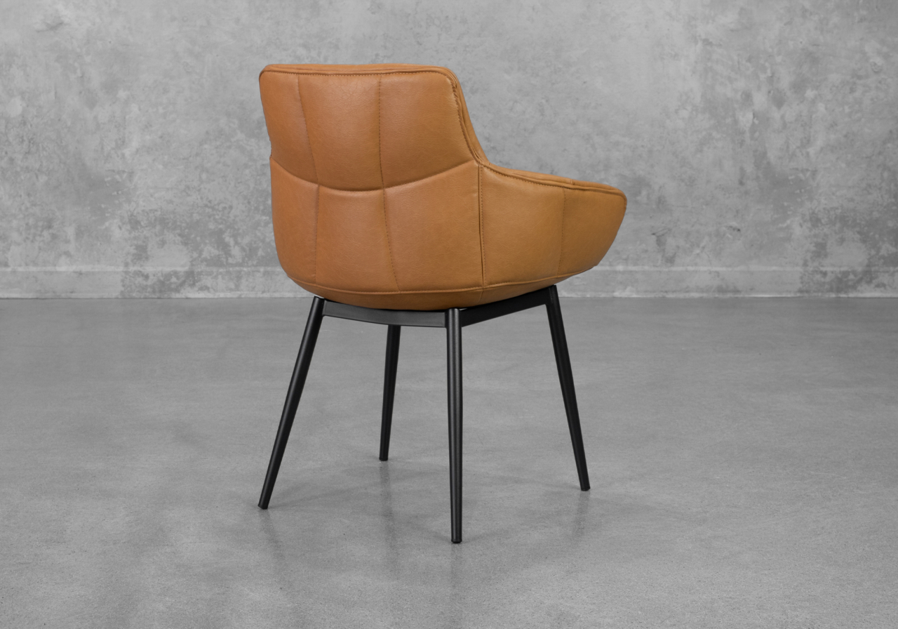 Roca Faux Leather Armchair in Cognac - Back