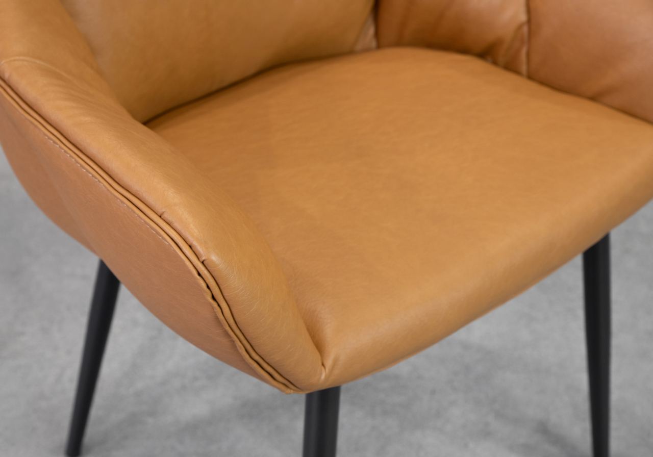 Roca Faux Leather Armchair in Cognac - Close Up