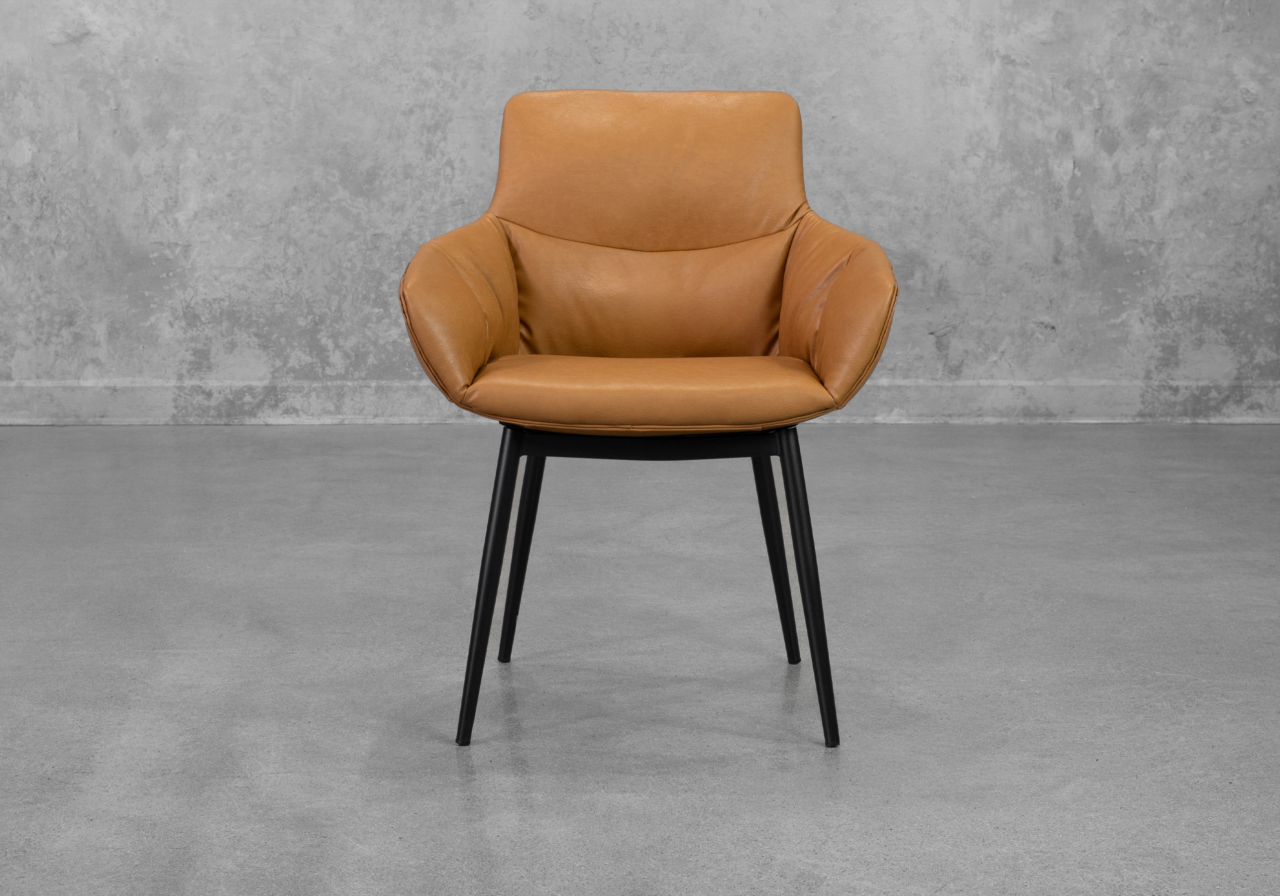 Roca Faux Leather Armchair in Cognac - Front