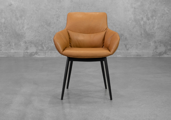 Roca Faux Leather Armchair in Cognac - Front