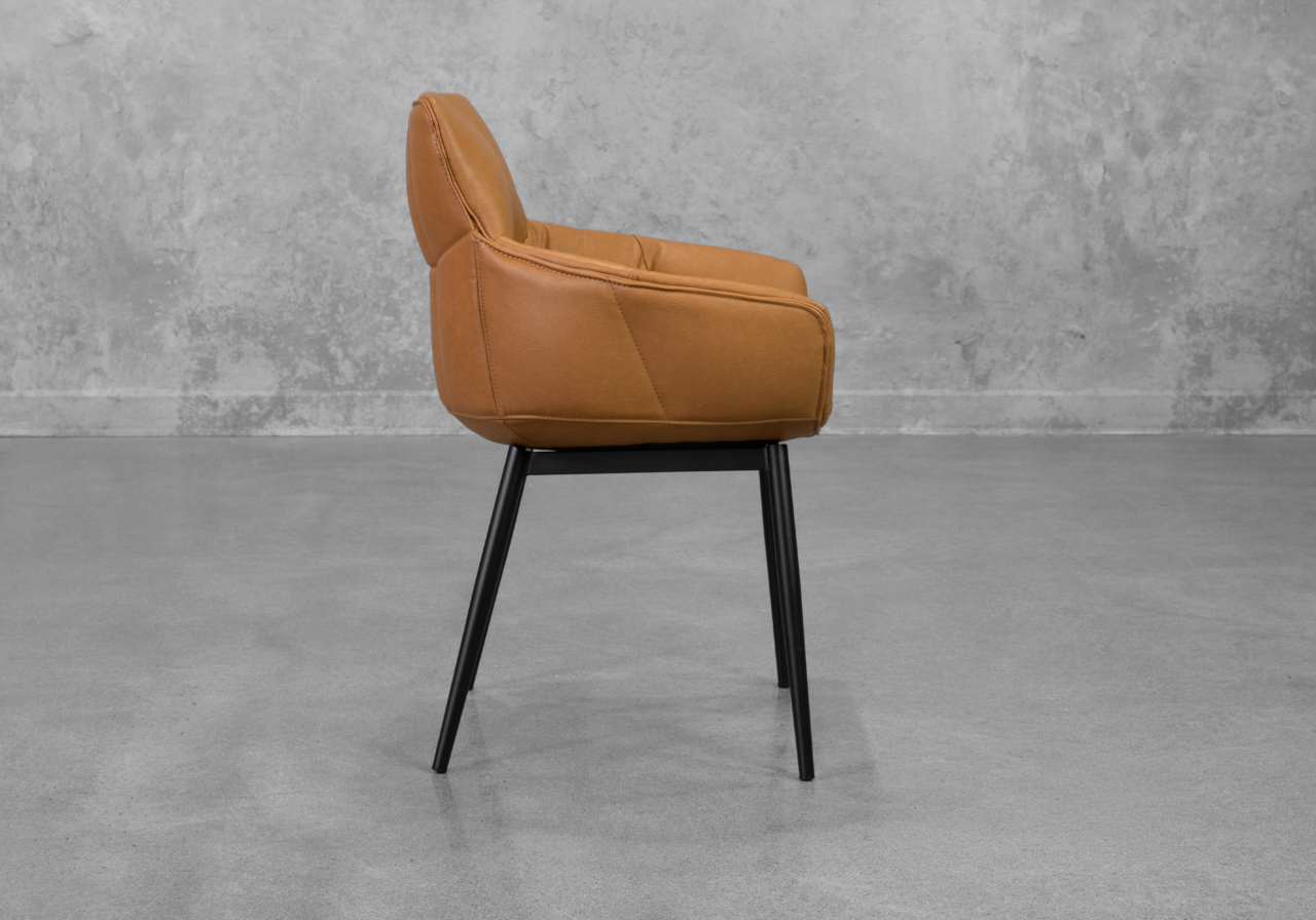 Roca Faux Leather Armchair in Cognac - Side