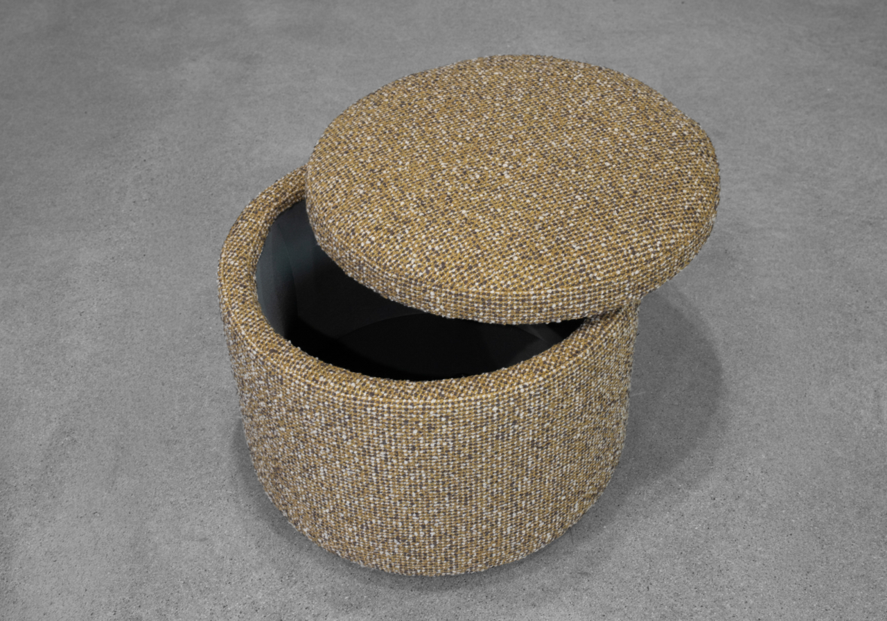 Salman Mustard Storage Ottoman - Close Up