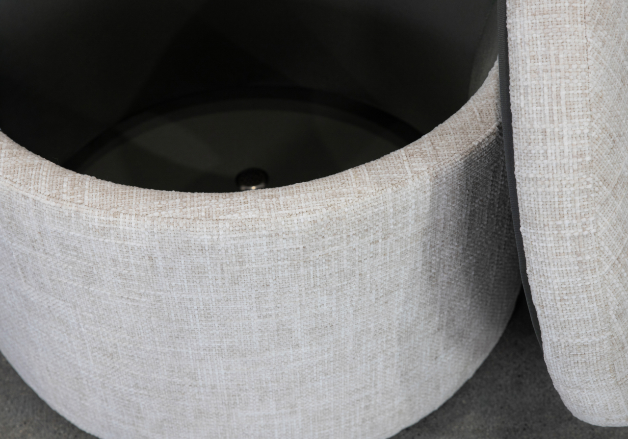 Salman Storage Ottoman in Cream - Close Up