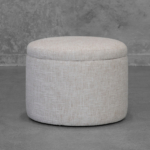 Salman Storage Cream Fabric Ottoman