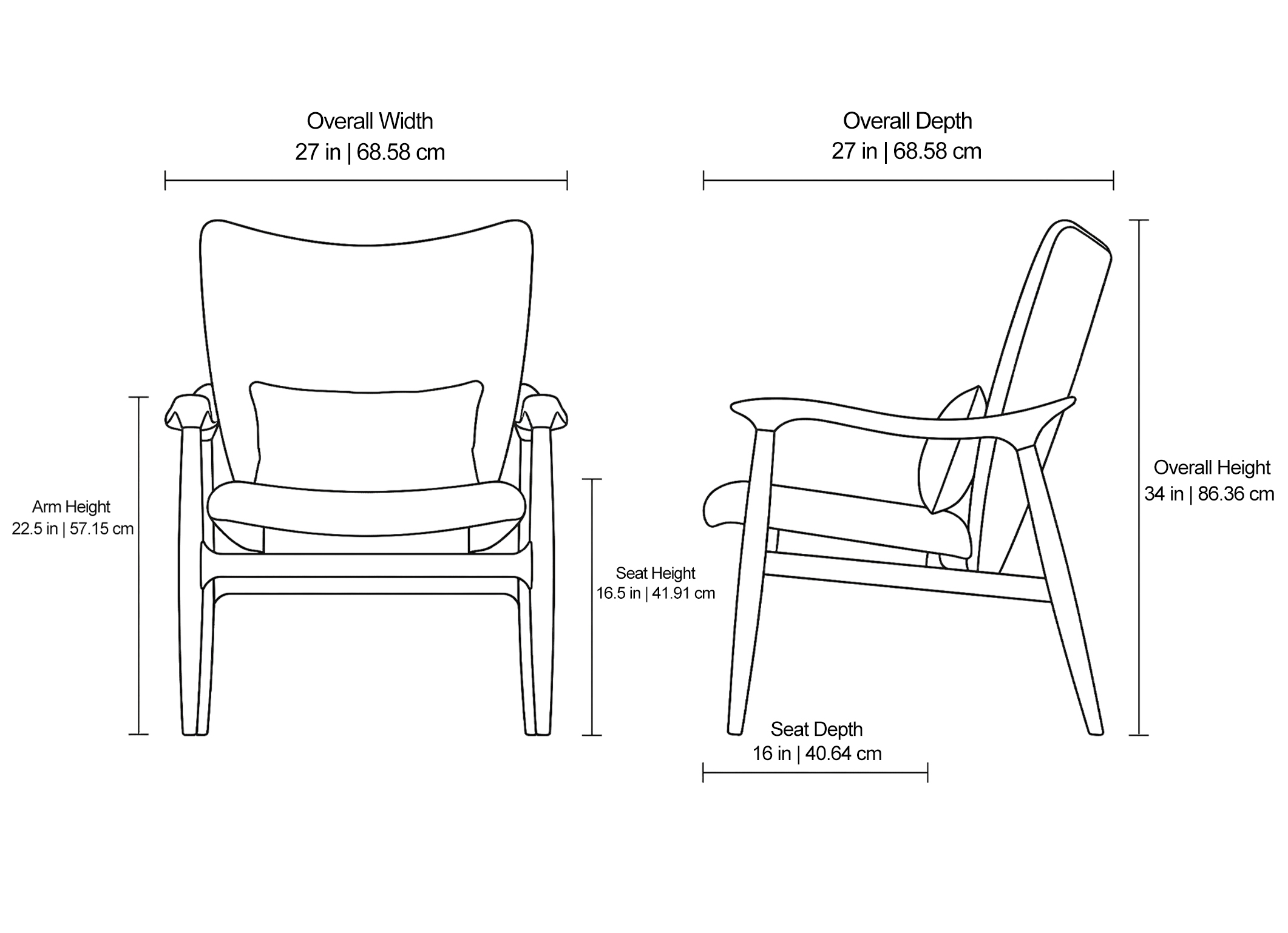 Tonio Accent Chair - Dimensions Tonio Accent Chair - Dimensions