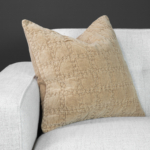Washed Grid Beige Velvet Throw Pillow 20x20