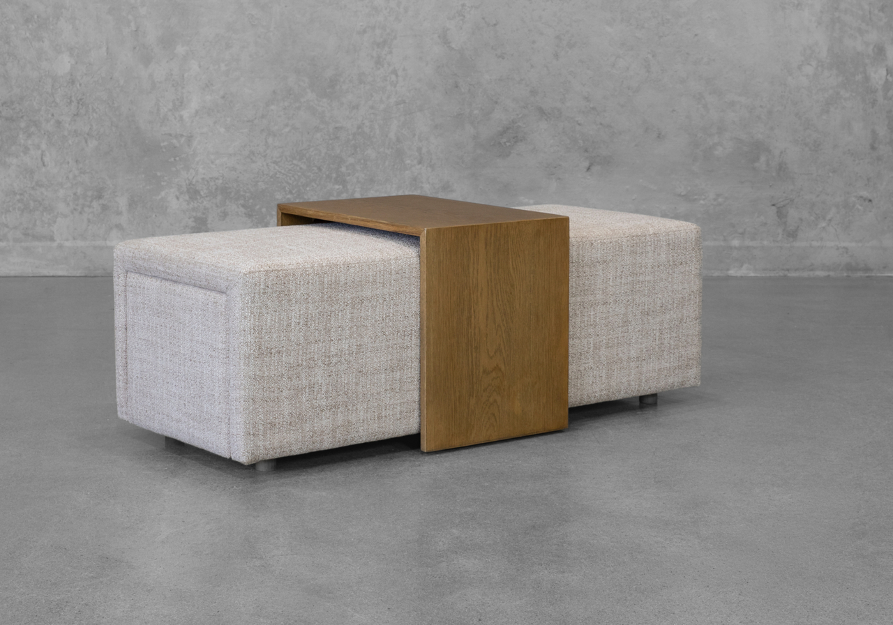 Cruz Cream Fabric Ottoman - Angle