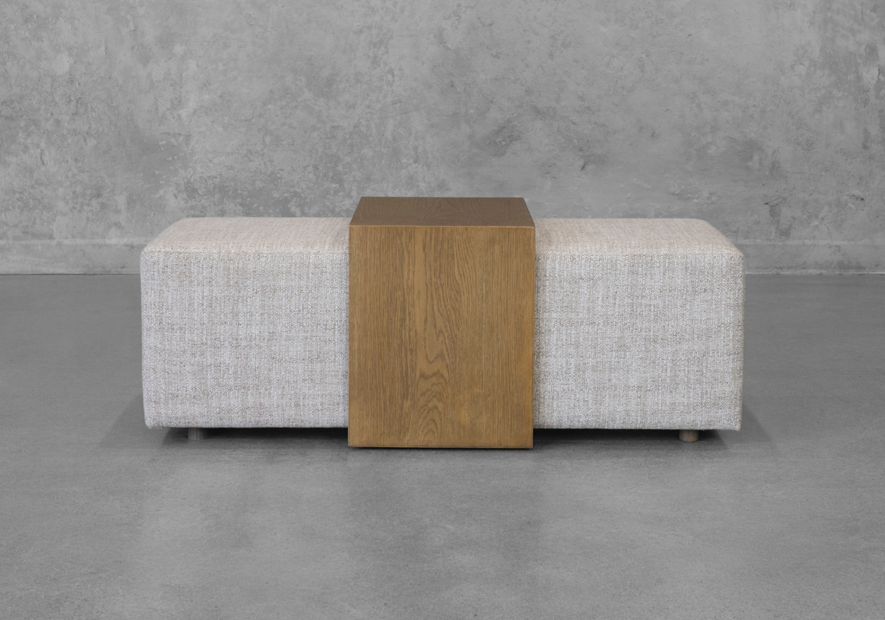Cruz Cream Fabric Ottoman - Front Cruz Cream Fabric Ottoman - Front