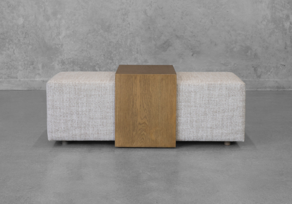 Cruz Cream Fabric Ottoman - Front