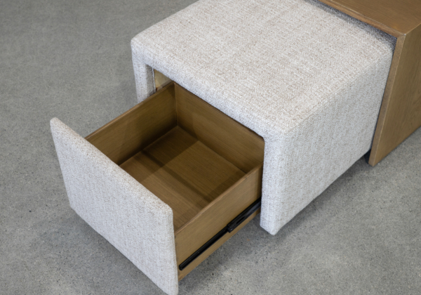 Cruz Cream Fabric Ottoman - Storage