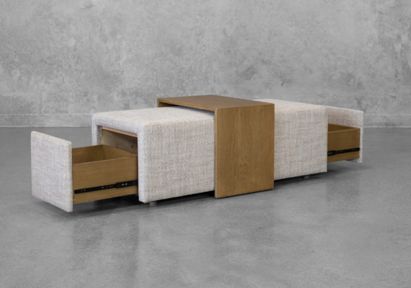 Cruz Cream Fabric Ottoman - Angle