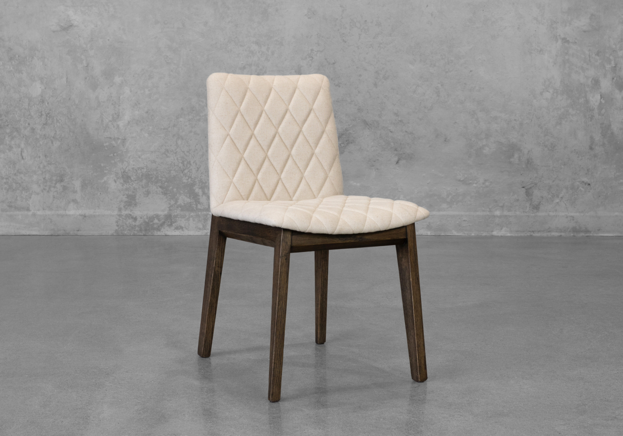 Dimas Cream Fabric Dining Chair - Angle