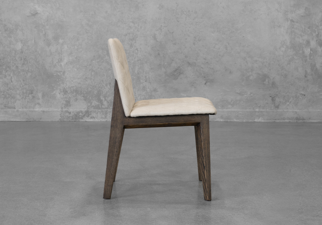 Dimas Cream Fabric Dining Chair - Side