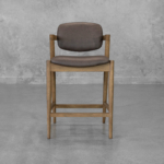 Evora Leather Counter Stool in Black - Front