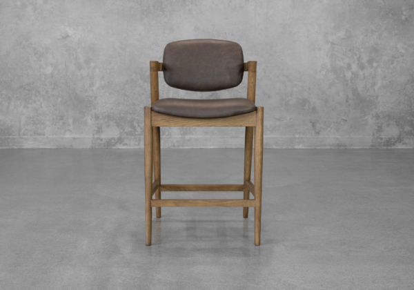 Evora Leather Counter Stool in Black - Front
