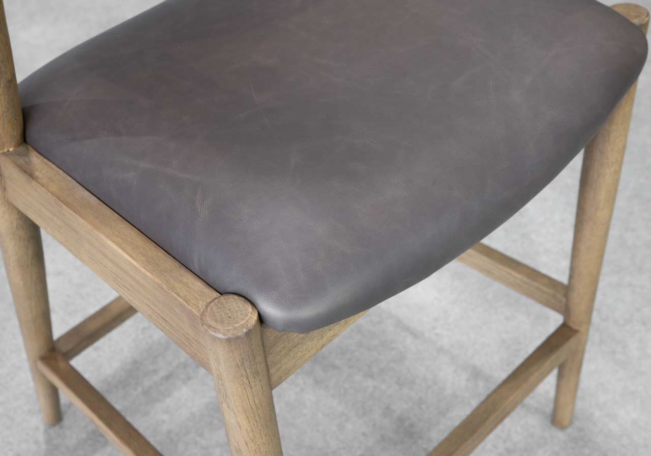 Evora Leather Counter Stool in Black - Seat