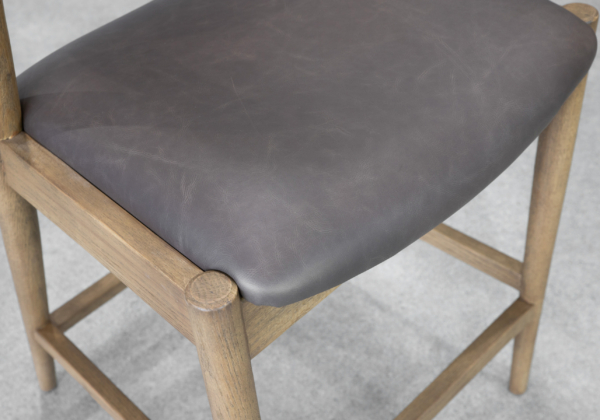 Evora Leather Counter Stool in Black - Seat