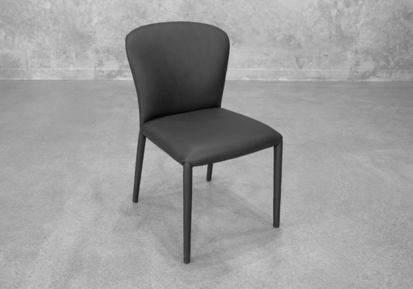 Front Black Leather Dining Chair