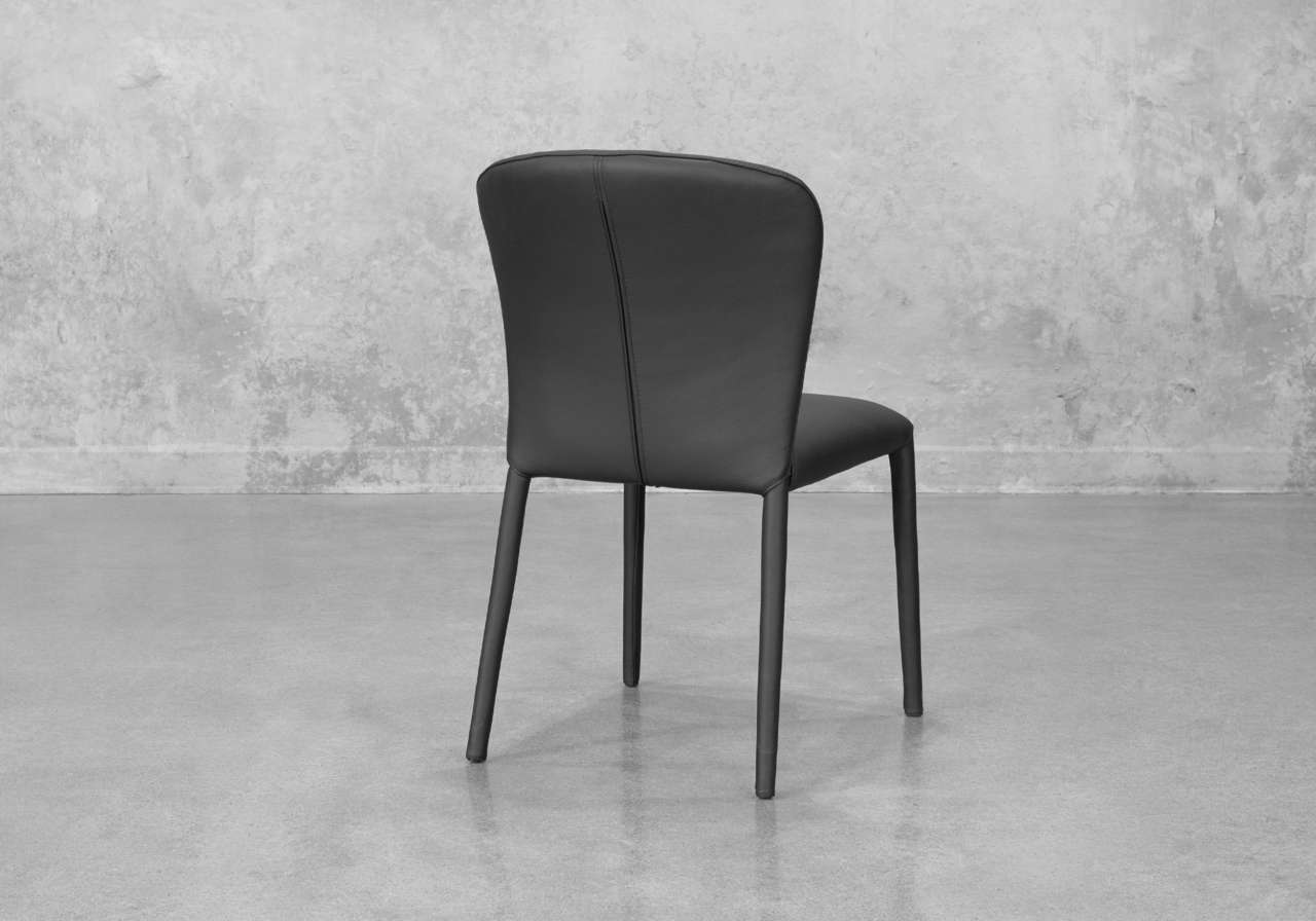 Front Black Leather Dining Chair - Back