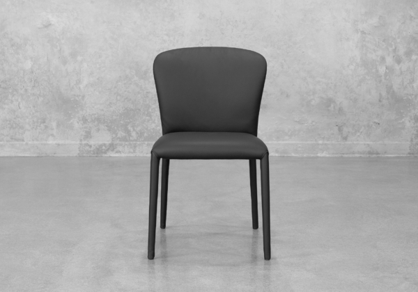 Front Black Leather Dining Chair - Front