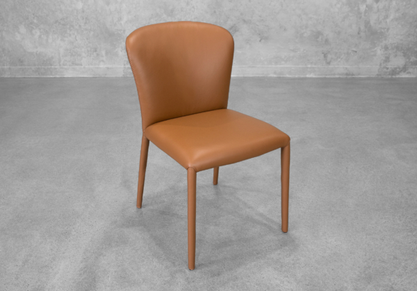 Front Cognac Leathre Dining Chair