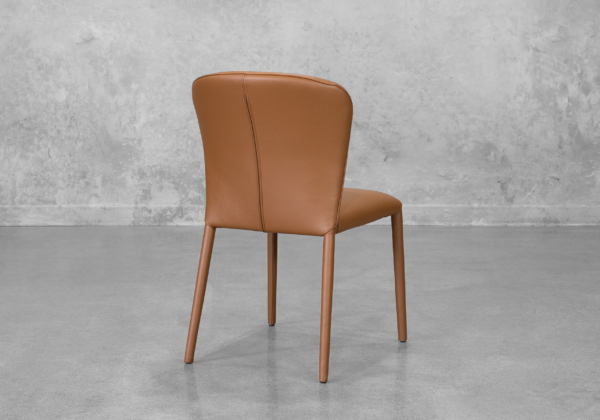 Front Cognac Leather Dining Chair - Back