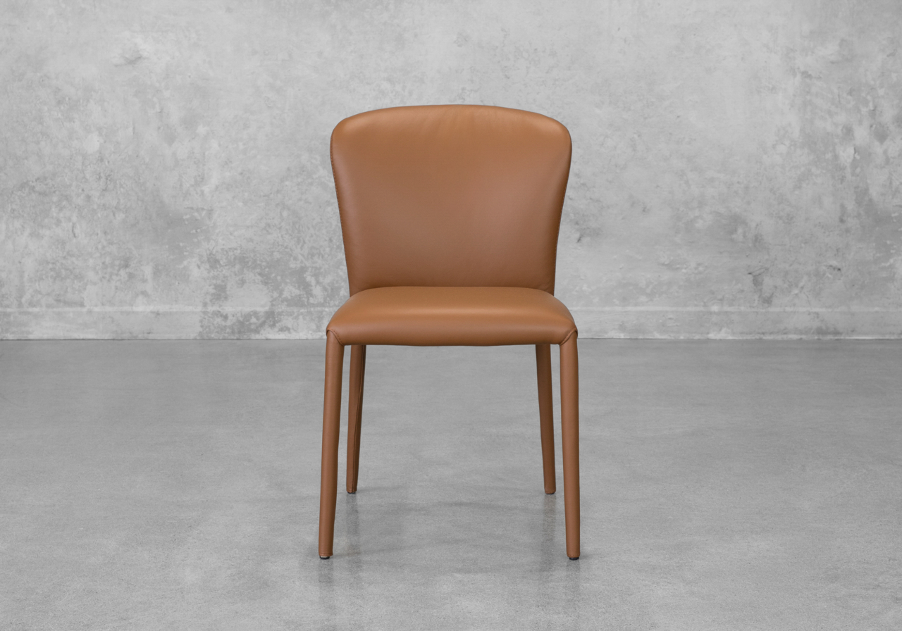 Front Cognac Leather Dining Chair - Front Front Cognac Leather Dining Chair - Front