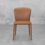 Front Cognac Leather Dining Chair