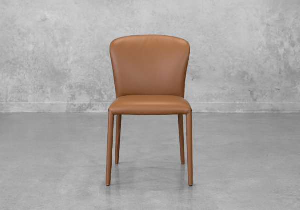 Front Cognac Leather Dining Chair - Front