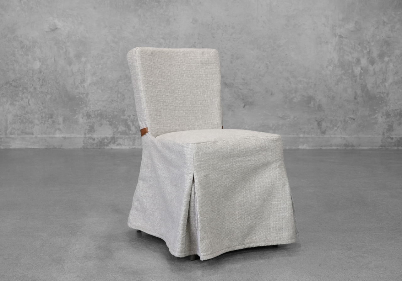 Melo Cream Fabric Dining Chair - Angle
