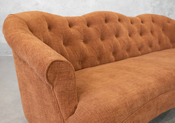 Teodoro Upholstered Sofa in Rust - Close Up