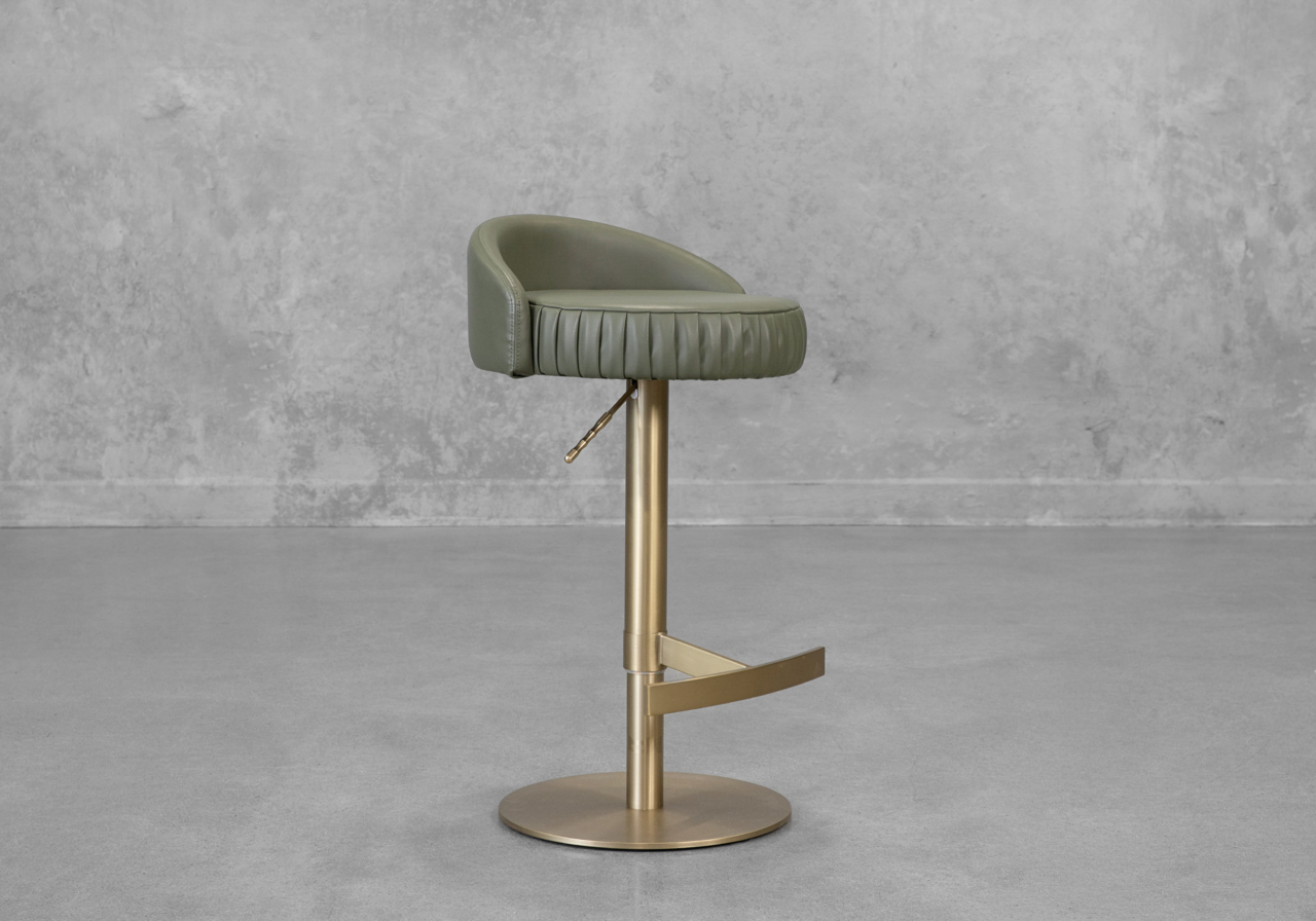 Felic Green Faux Leather Counter Stool - Angle