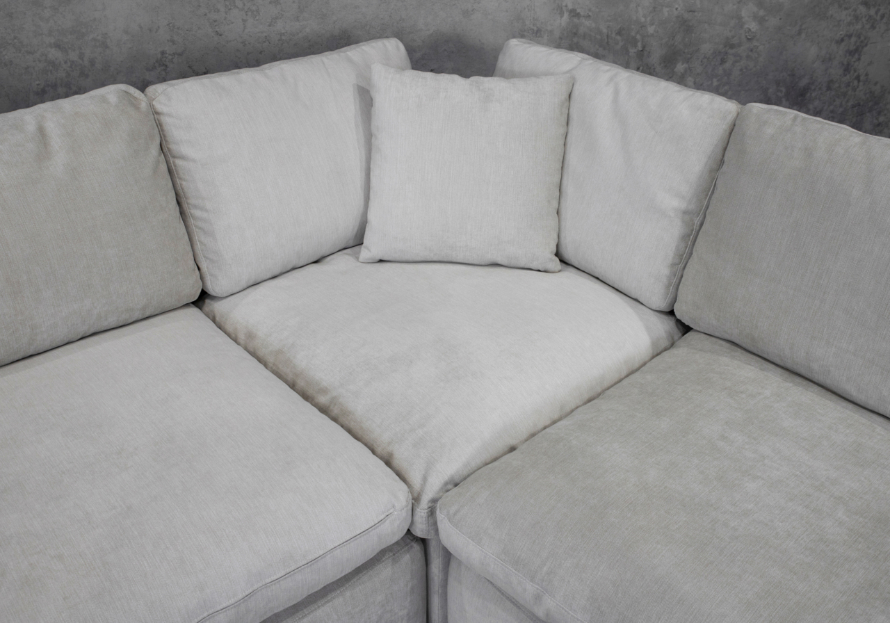 Albia Sectional in Cream - Close Up - 2