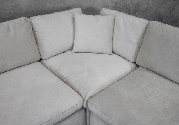 Albia Sectional in Cream - Close Up - 2