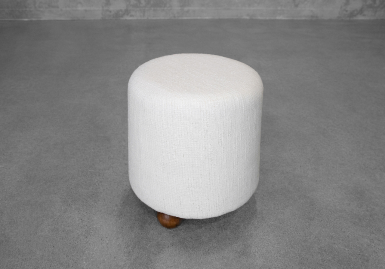 Bow Ottoman in Ivory - Close Up