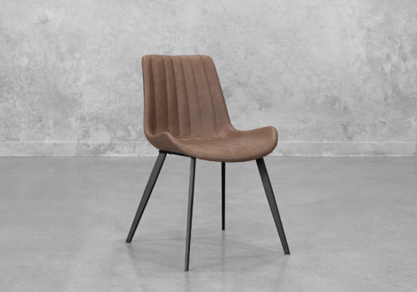 Chan Hype Faux Leather Dining Chair in Brown - Angle