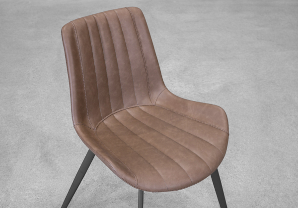 Chan Hype Faux Leather Dining Chair in Brown - Close Up