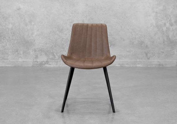 Chan Hype Faux Leather Dining Chair in Brown - Front