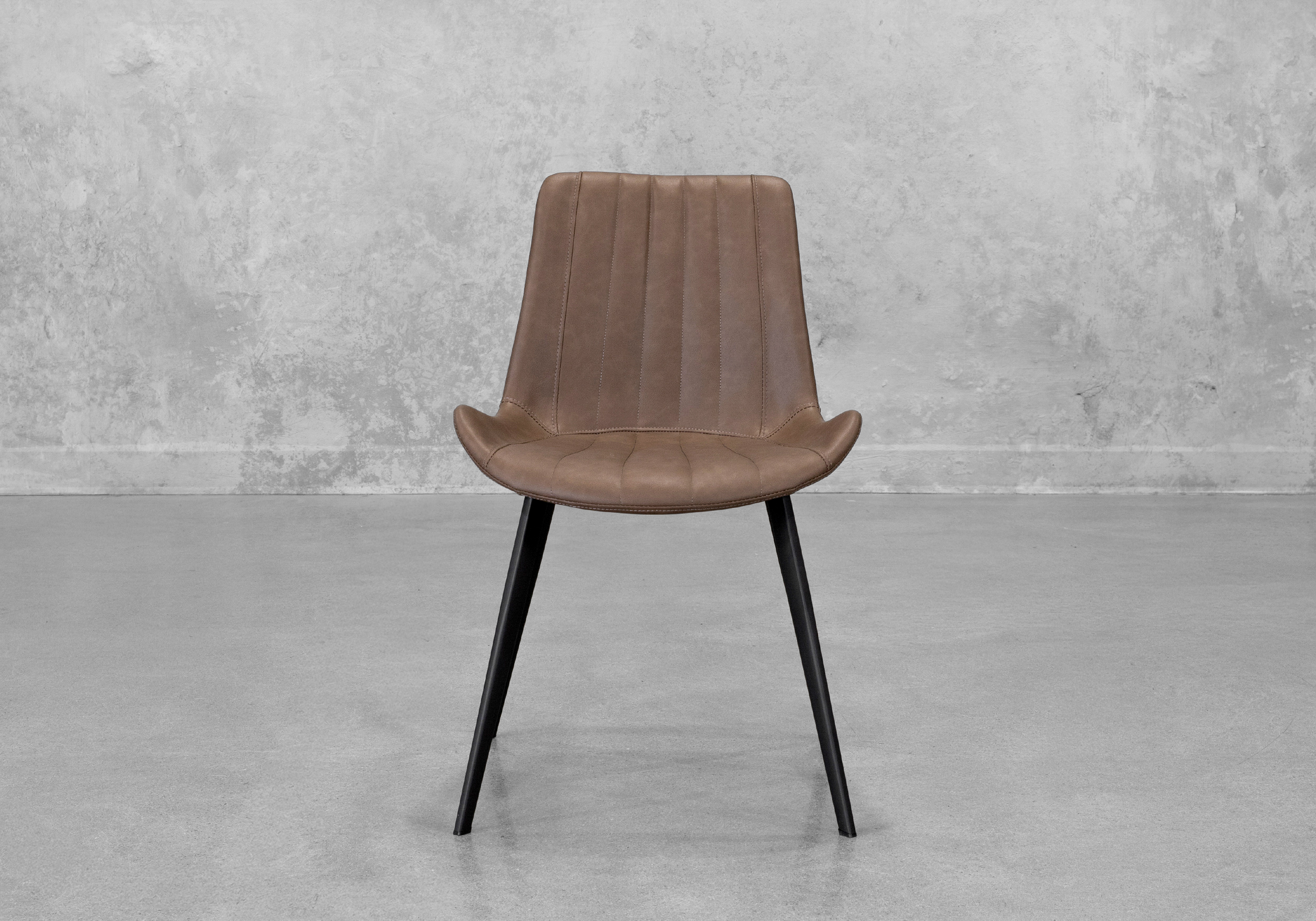 Chan Hype Faux Leather Dining Chair in Brown - Front