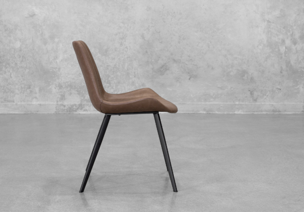 Chan Hype Faux Leather Dining Chair in Brown - Side