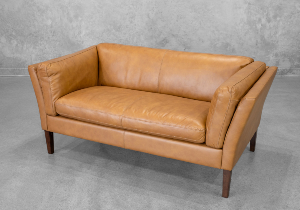 Diana Tan Leather Loveseat