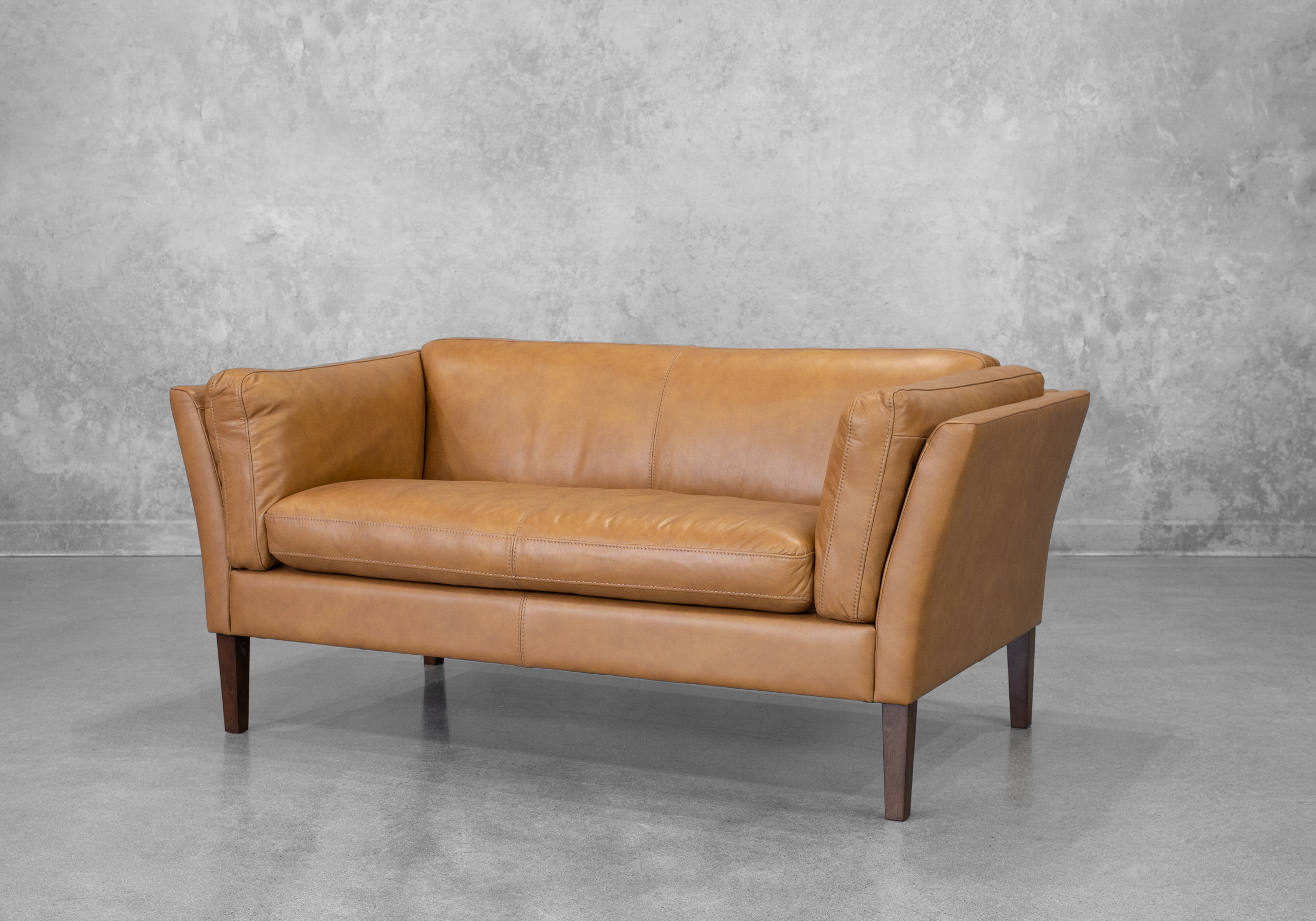 Diana Tan Leather Loveseat - Angle