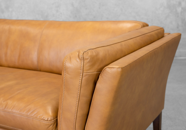 Diana Tan Leather Loveseat - Close Up